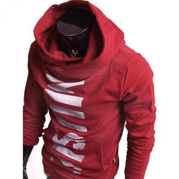 Hoodie Sweat Sport Homme Fashion Col haut track design rouge